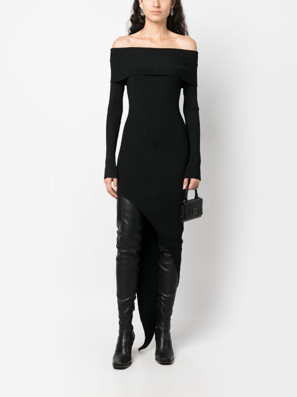 Long Sleeve Ribbed Maxi Dress Black