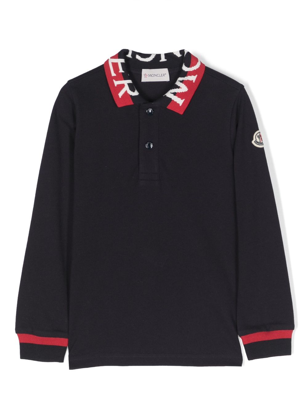 Moncler Enfant logo-stripe cotton polo shirt - Blue