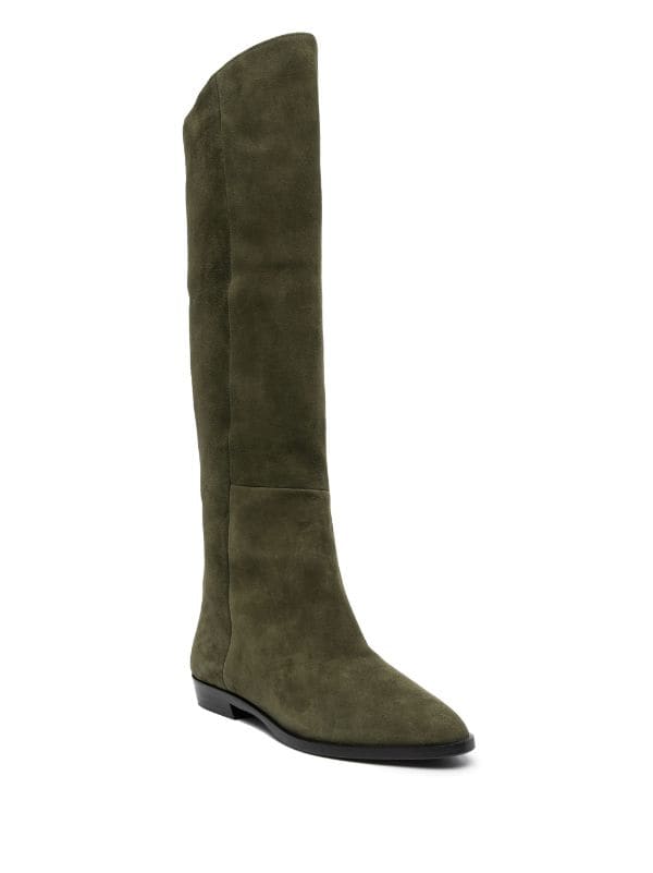 Olive green knee sales high boots