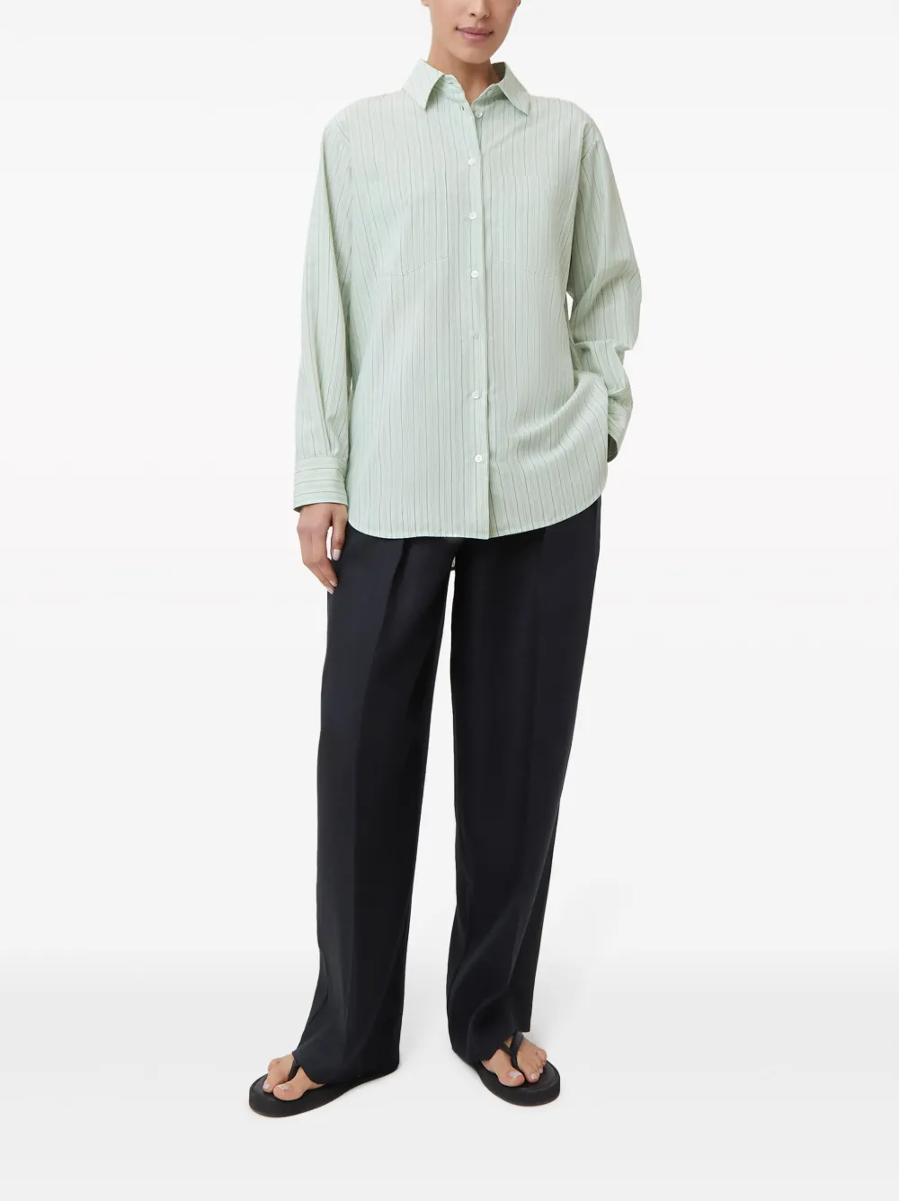 12 STOREEZ Blouse met krijtstreep - Groen