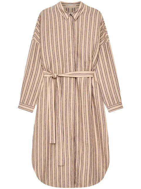12 STOREEZ belted striped linen shirtdress