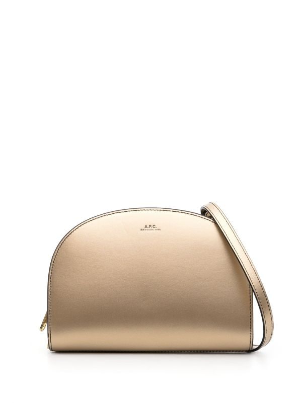 Demi Lune Leather Shoulder Bag in Gold - A P C
