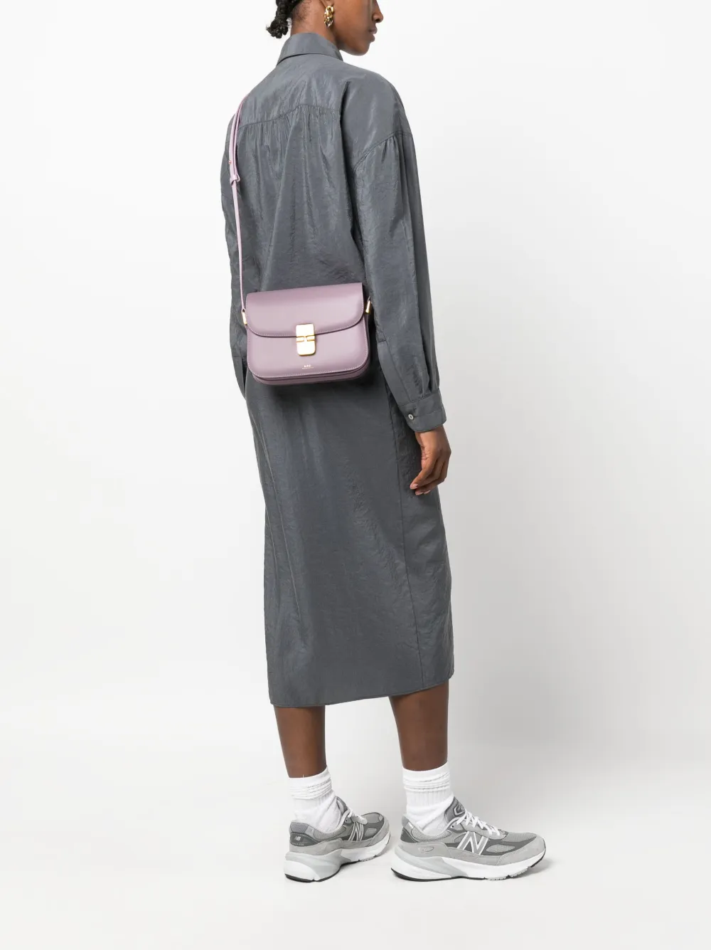 A.P.C. small Grace leather crossbody bag - Paars