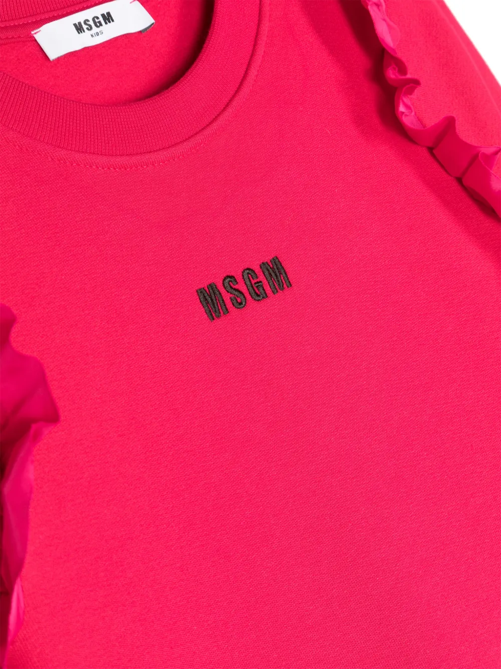  Msgm Kids Logo-embroidered Ruffle-detailing Sweatshirt - Pink 
