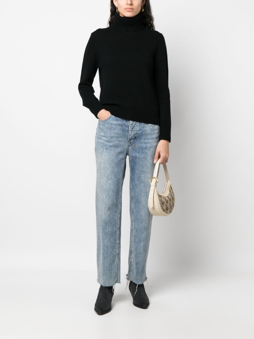 Allude fine-knit roll-neck jumper - Zwart