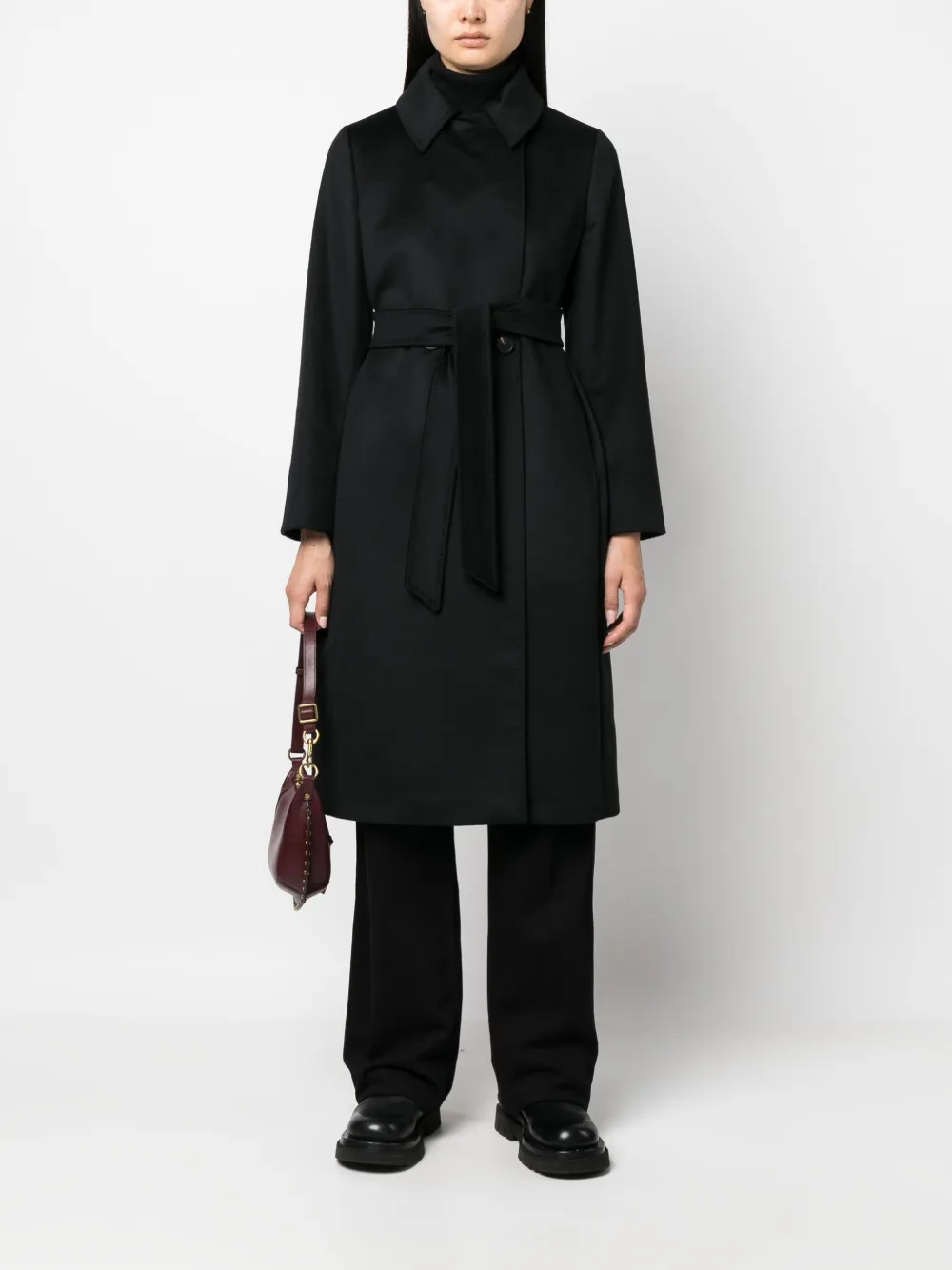 Max Mara Jas met ceintuur - Zwart