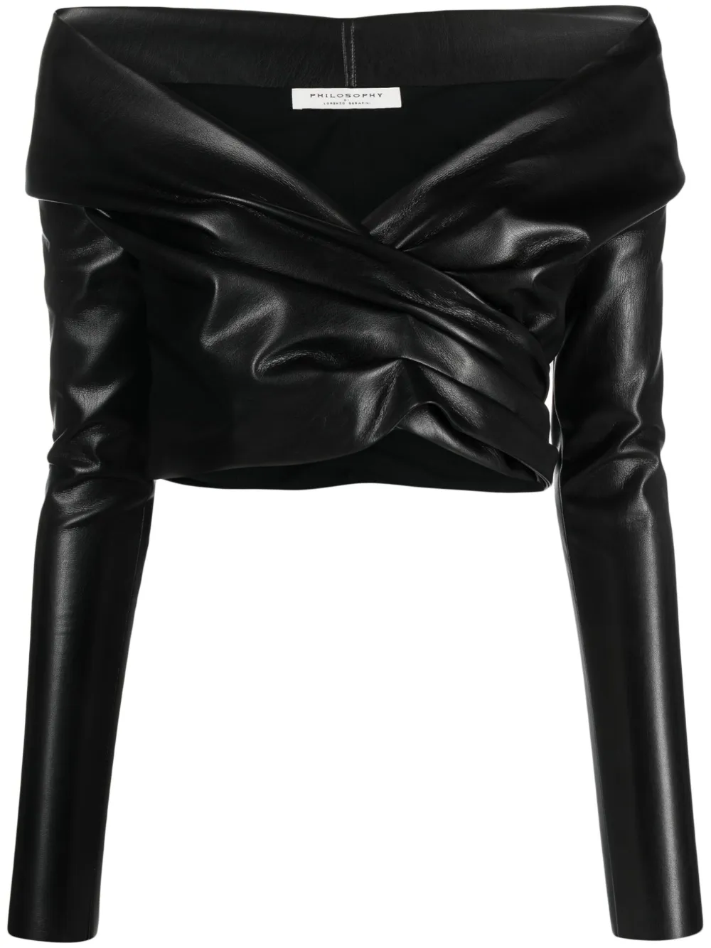 Off shoulder discount leather top