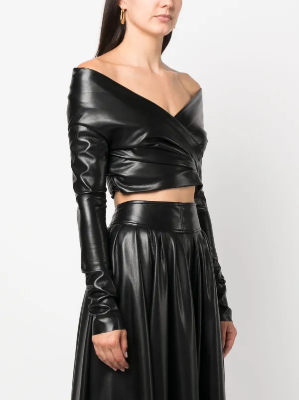 Off shoulder clearance leather top