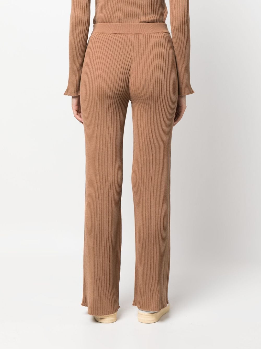 Shop Moncler Logo-patch Ribbed-knit Trousers In Neutrals
