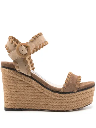 Jimmy Choo Abigail 100mm Wedge Sandals Brown FARFETCH AE