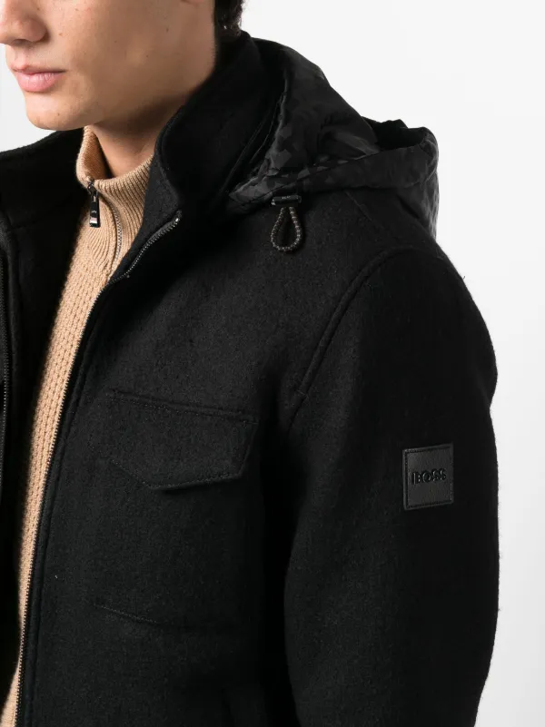 Mens wool sale hooded jacket