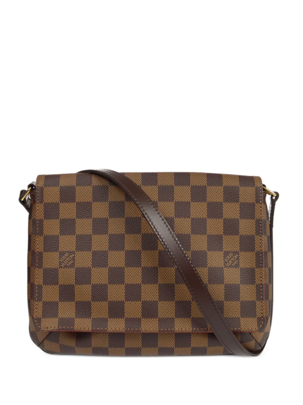 Pre-owned Louis Vuitton 2007  Damier Ebene Tango Shoulder Bag In Brown