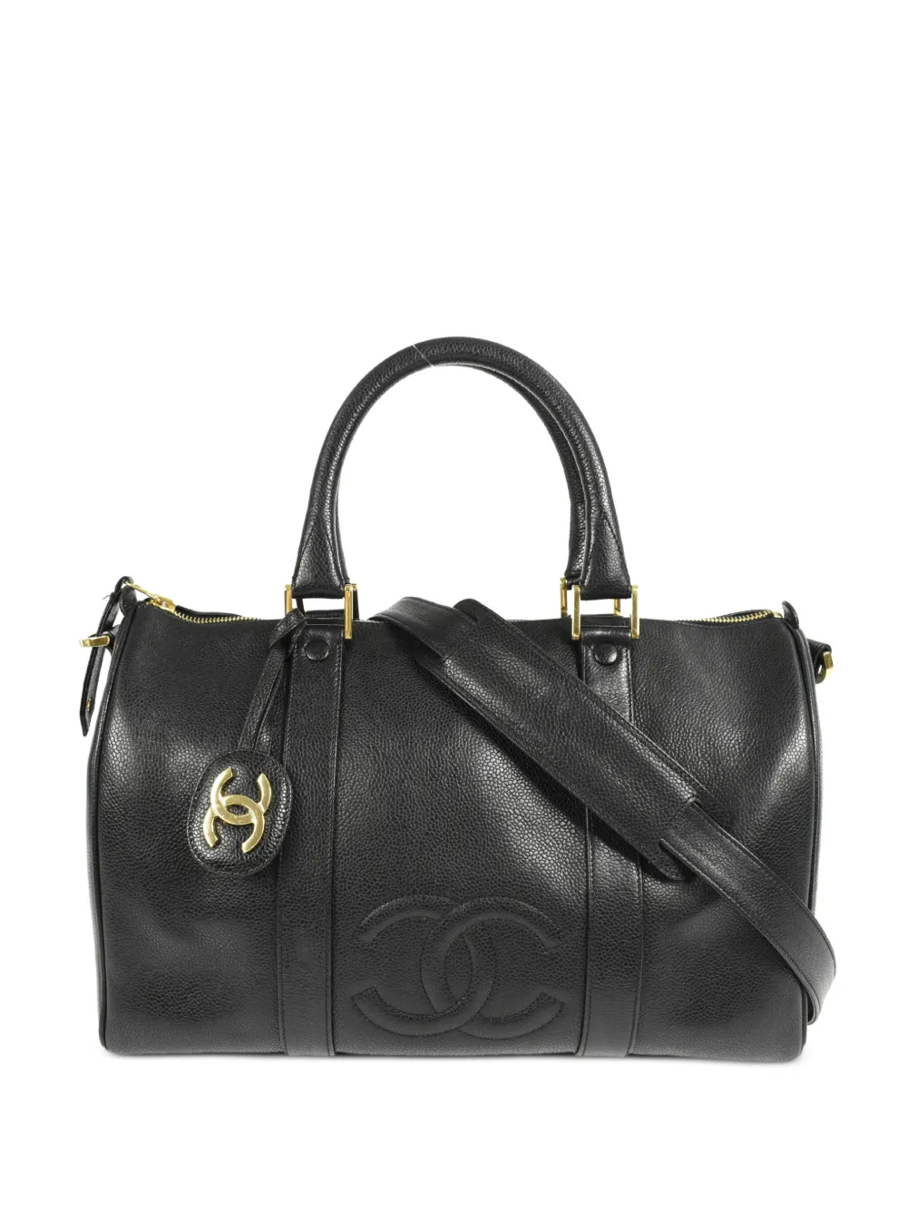 CHANEL Pre-Owned - 1995 CC stitch two-way travel bag - women - Caviar Leather - One Size - Black