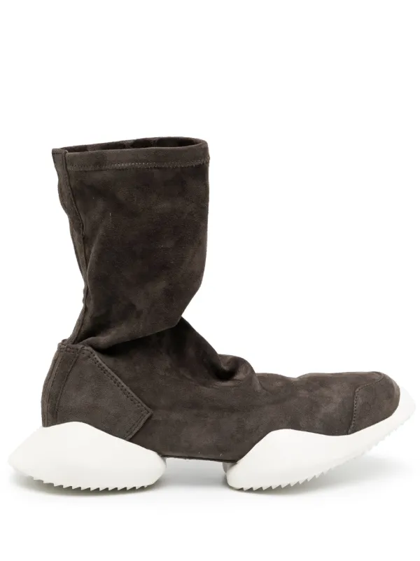 Rick Owens x Adidas sock-style Suede Sneakers - Farfetch