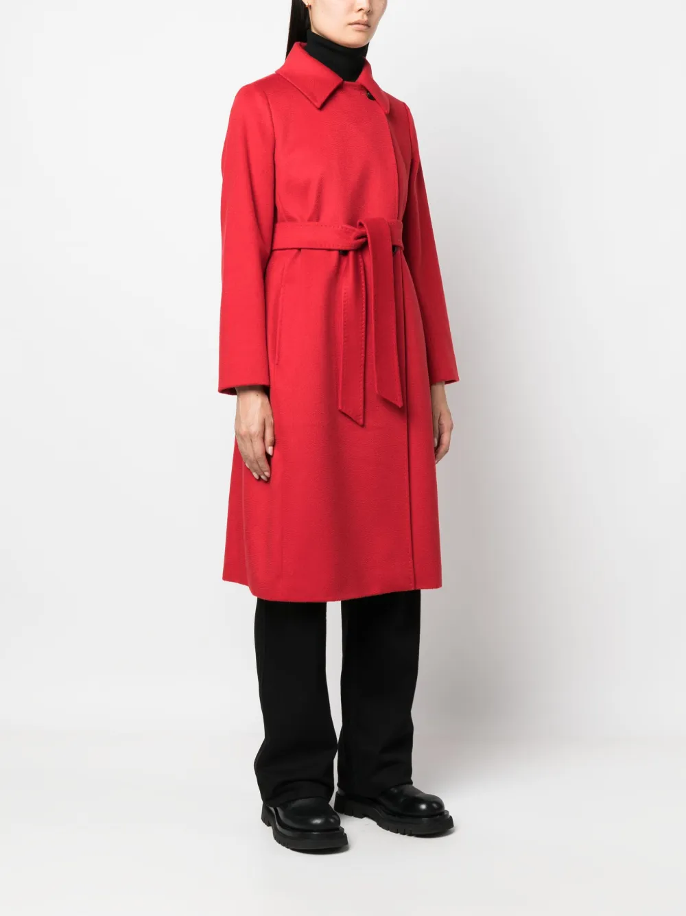 Max Mara Bcollag Double-breasted Belted Coat In Red