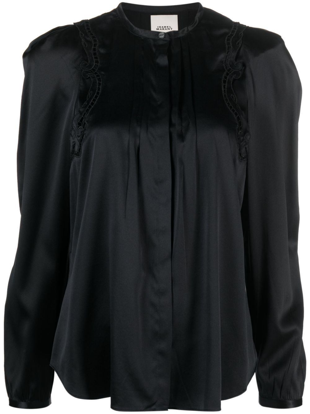 lace-detail pleated blouse