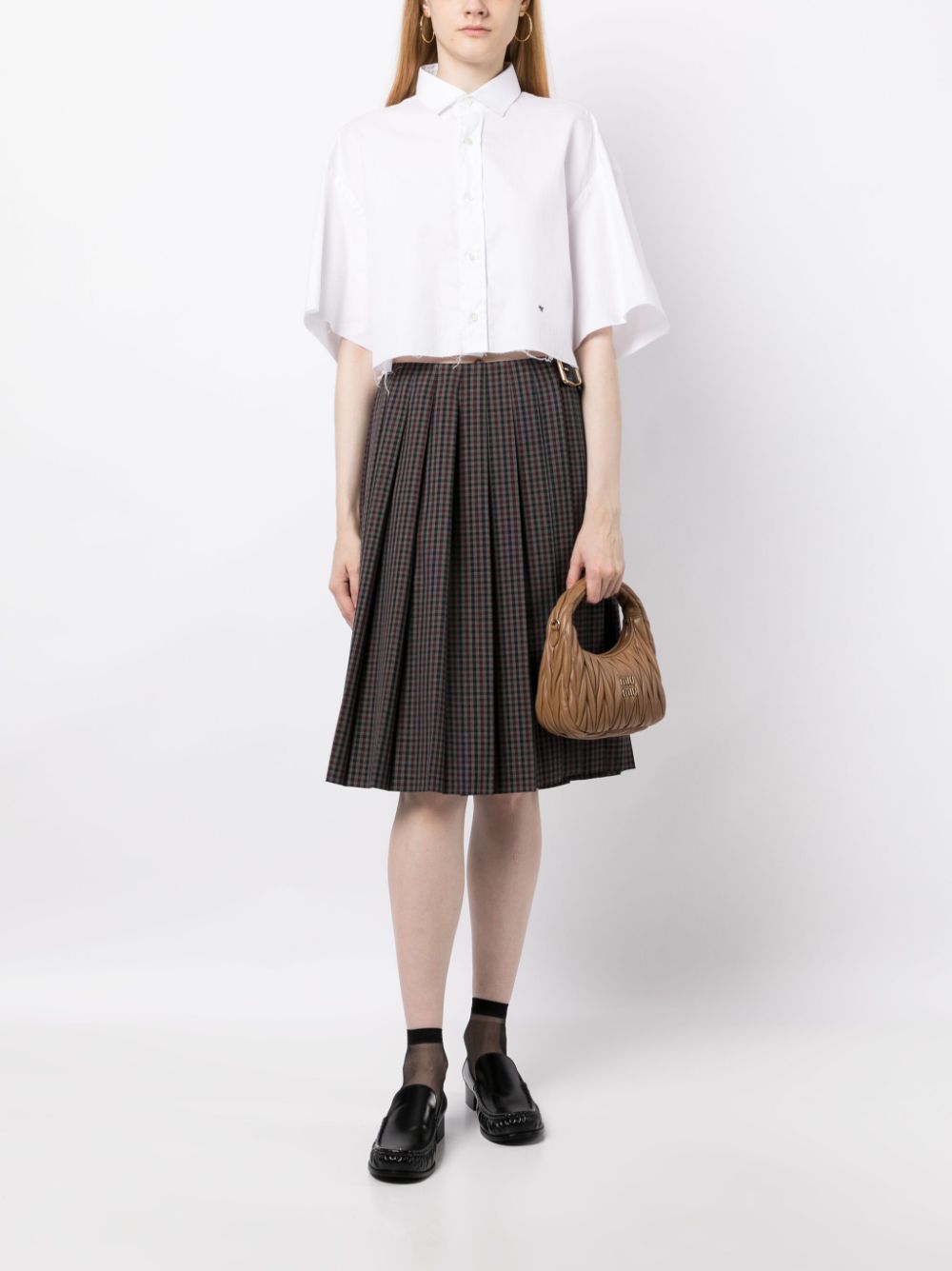 Miu Miu logo-patch Wool Pleated Skirt - Farfetch