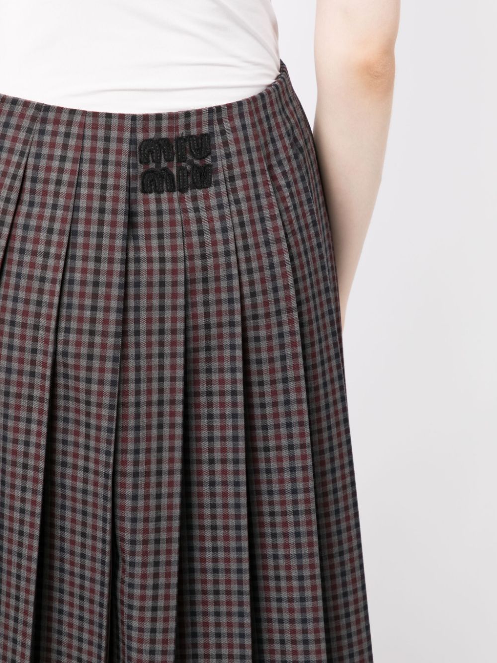 Miu Miu logo-patch Wool Pleated Skirt - Farfetch