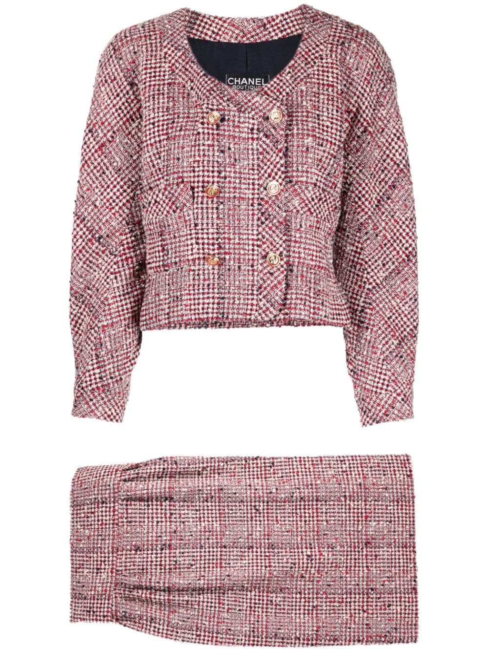 1993 double-breasted tweed skirt suit