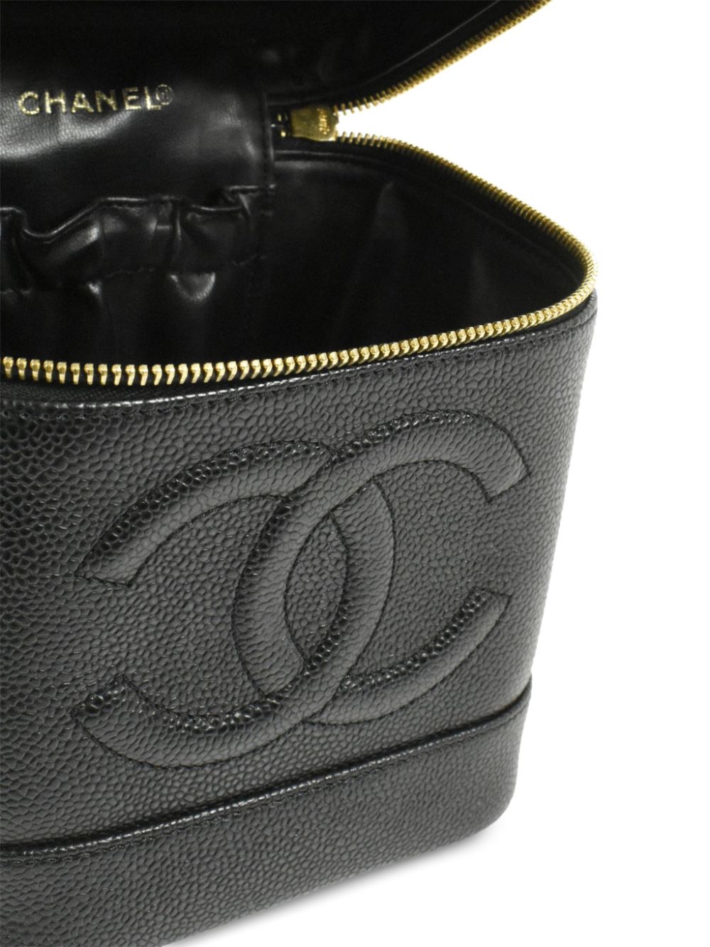 Pre-owned Chanel Cc 缝线化妆手提包（2000年典藏款） In Black