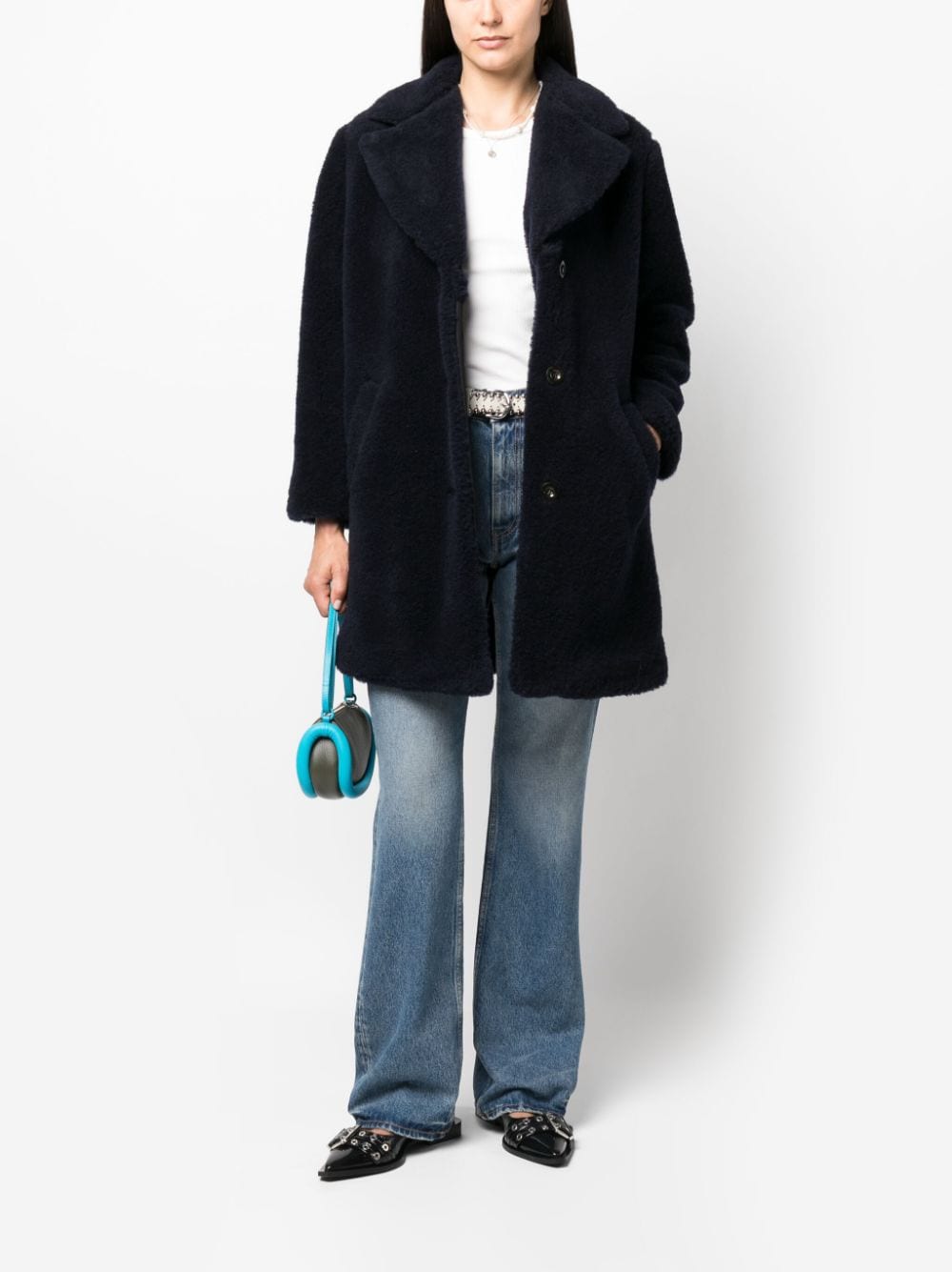 A.P.C. Nicolette brushed single-breasted coat - Blauw