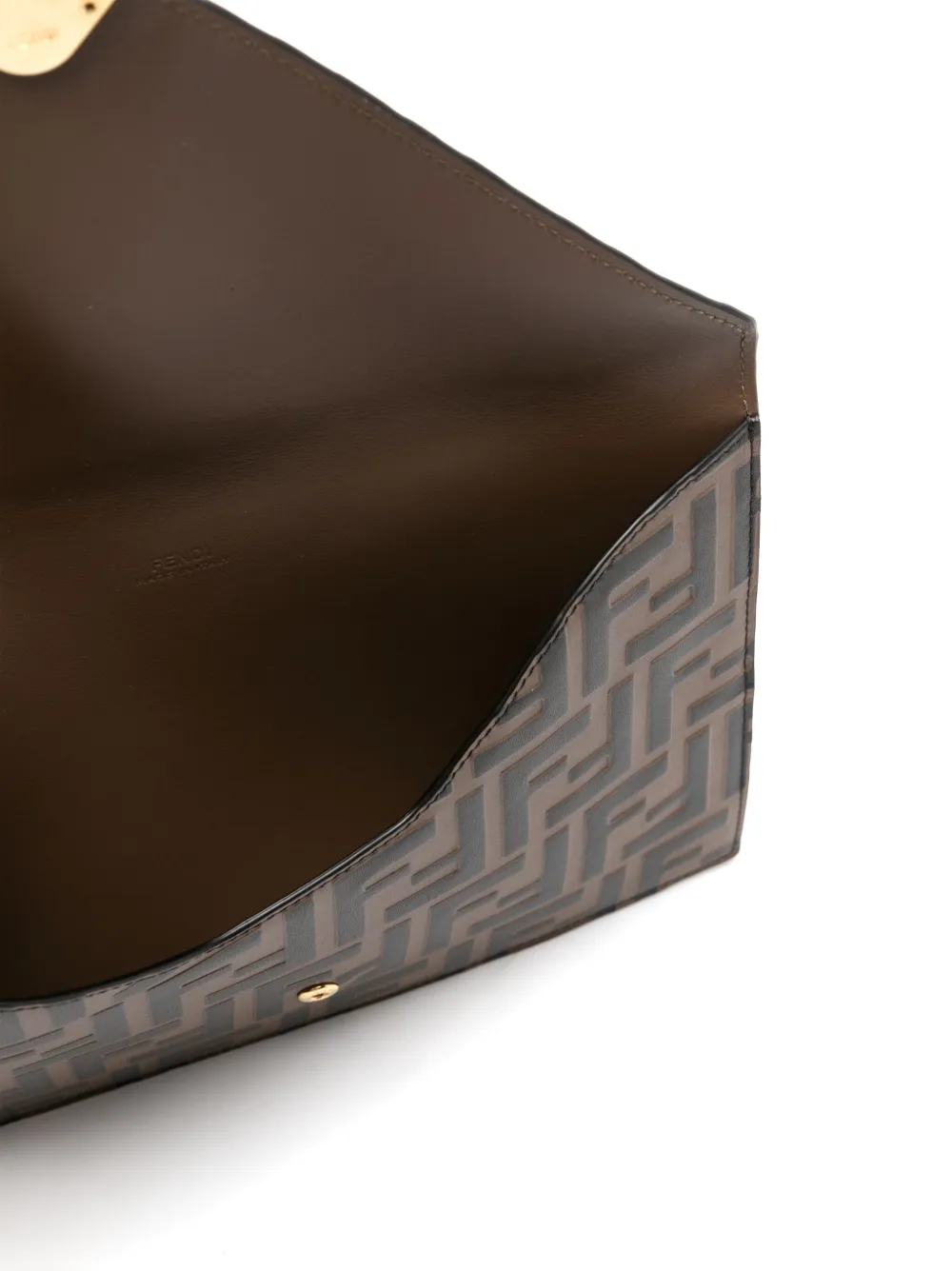 FENDI Clutch met logoplakkaat Bruin