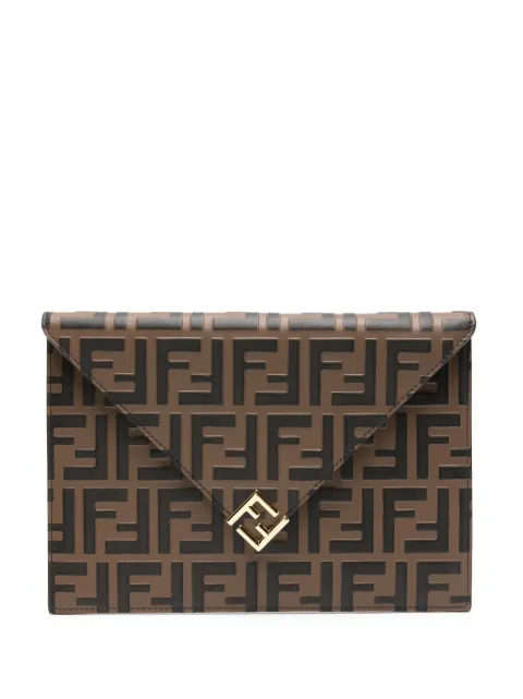 FENDI FF-plaque leather cluch bag
