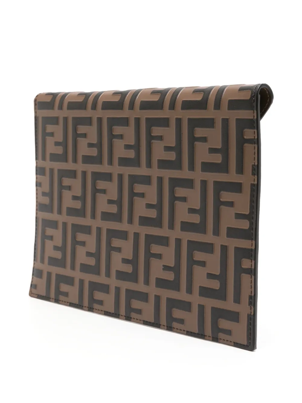 FENDI Clutch met logoplakkaat Bruin