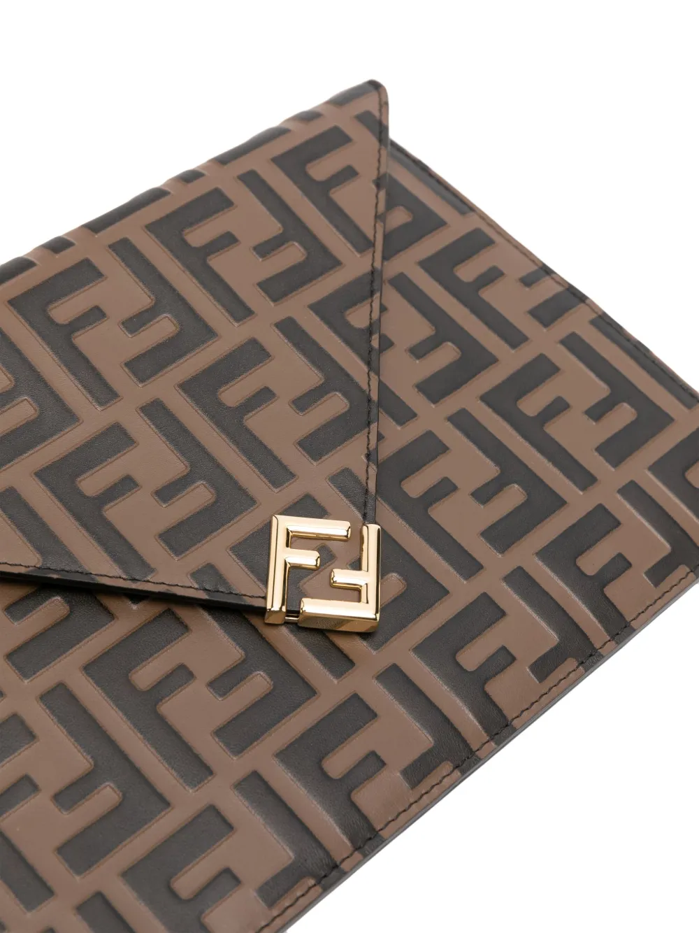 FENDI Clutch met logoplakkaat Bruin