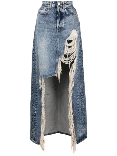 VETEMENTS ripped-detail denim skirt