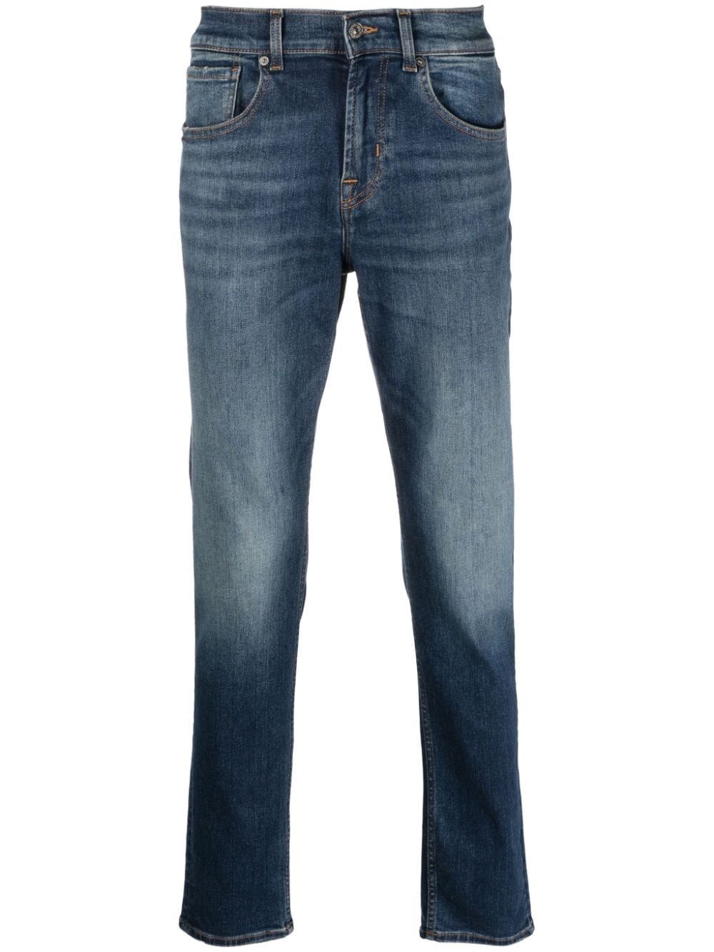 7 For All Mankind Mid-rise Straight-leg Jeans In Blue