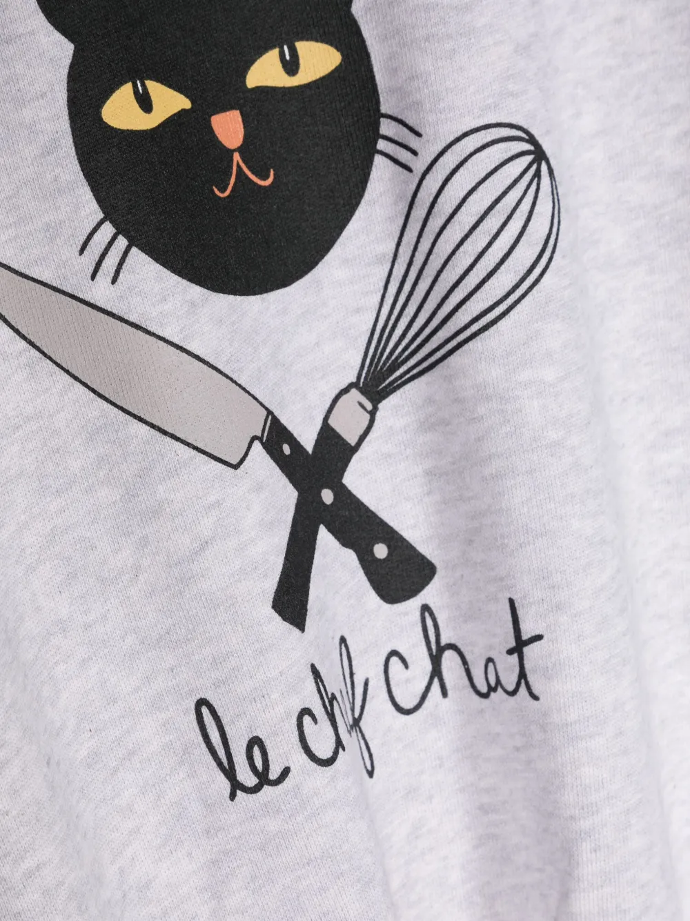  Mini Rodini Chef Cat Cotton Sweatshirt - Grey 
