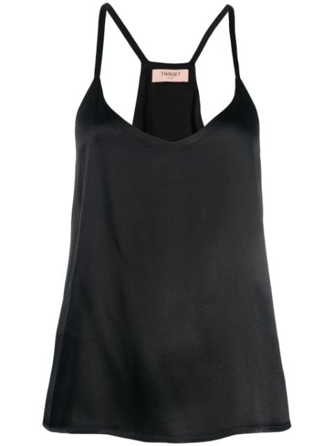 satin-finish V-neck tank top