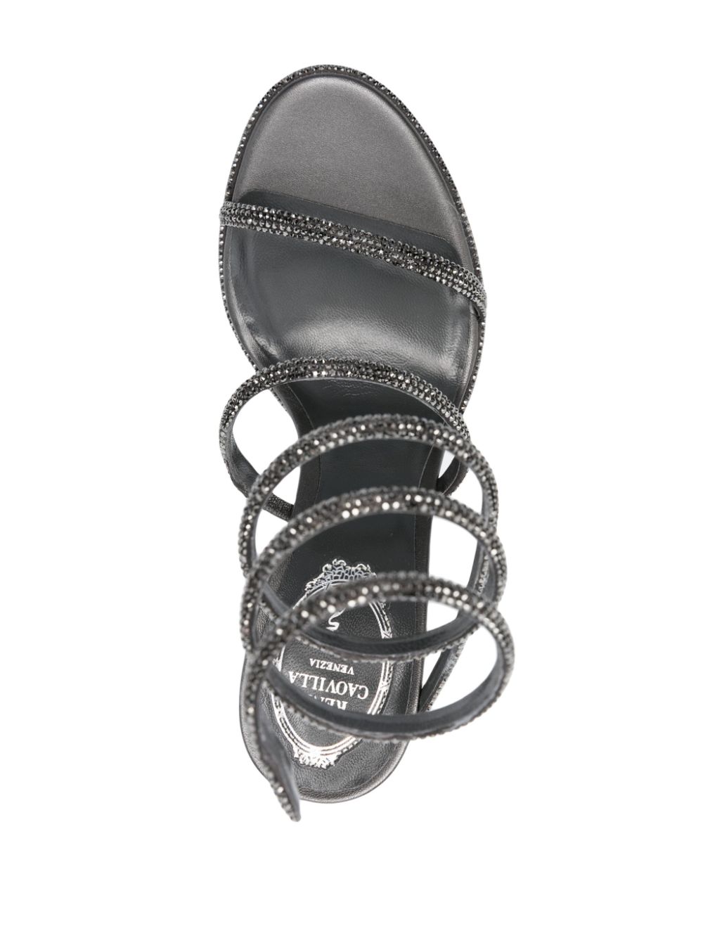 Shop René Caovilla Cleo 110mm Rhinestone-embellished Sandals In Grey