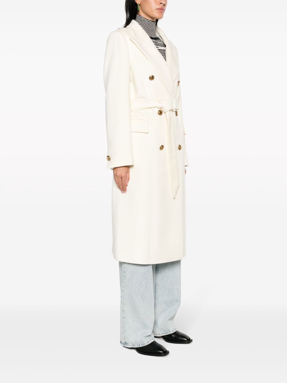 Shop Tagliatore Jole Belted Double-breasted Coat In Neutrals