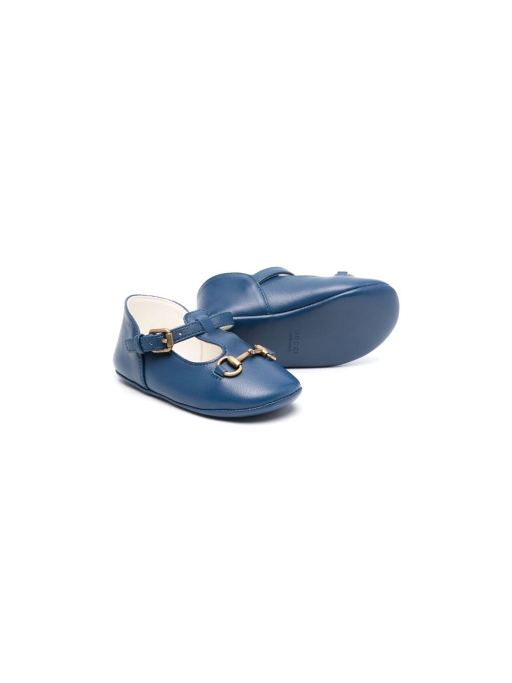 Gucci Kids Horsebit-detail leather pre-walkers - Blauw