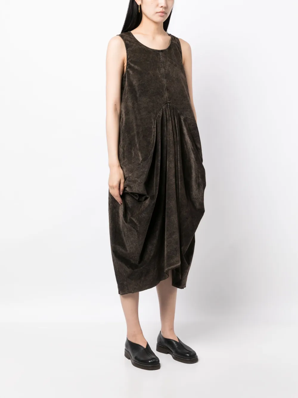 Uma Wang Cotton-blend Asymmetric Dress In Brown