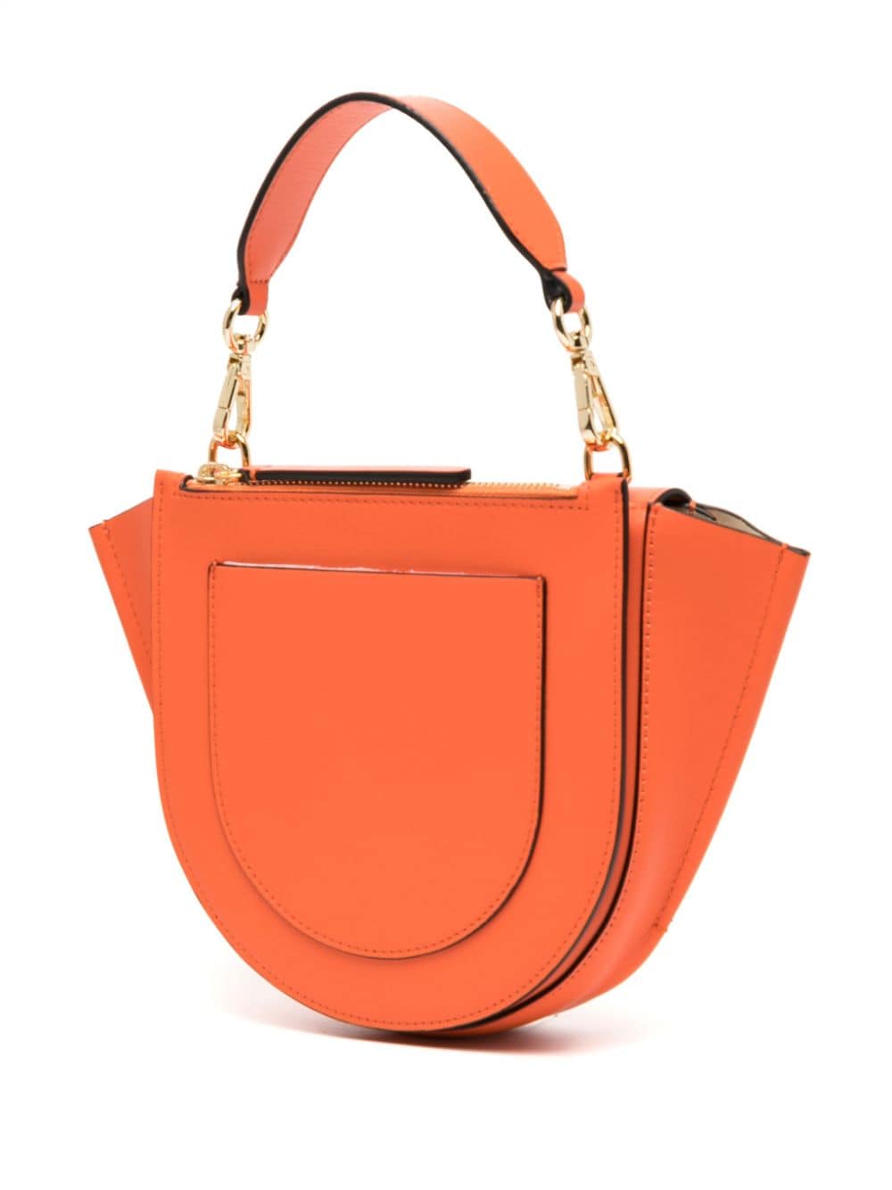 Shop Wandler Hortensia Engraved-logo Leather Tote Bag In Orange