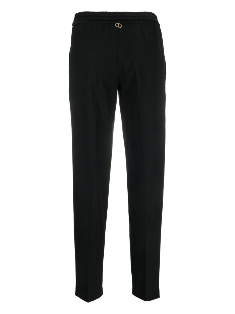 Shop Twinset Drawstring-waits Straight-leg Trousers In Black