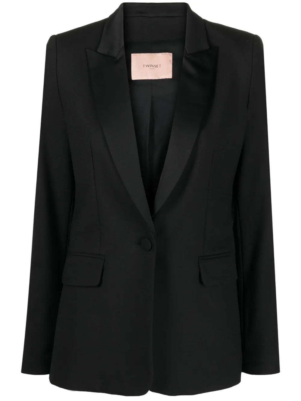 TWINSET logo-plaque single-breasted blazer – Black