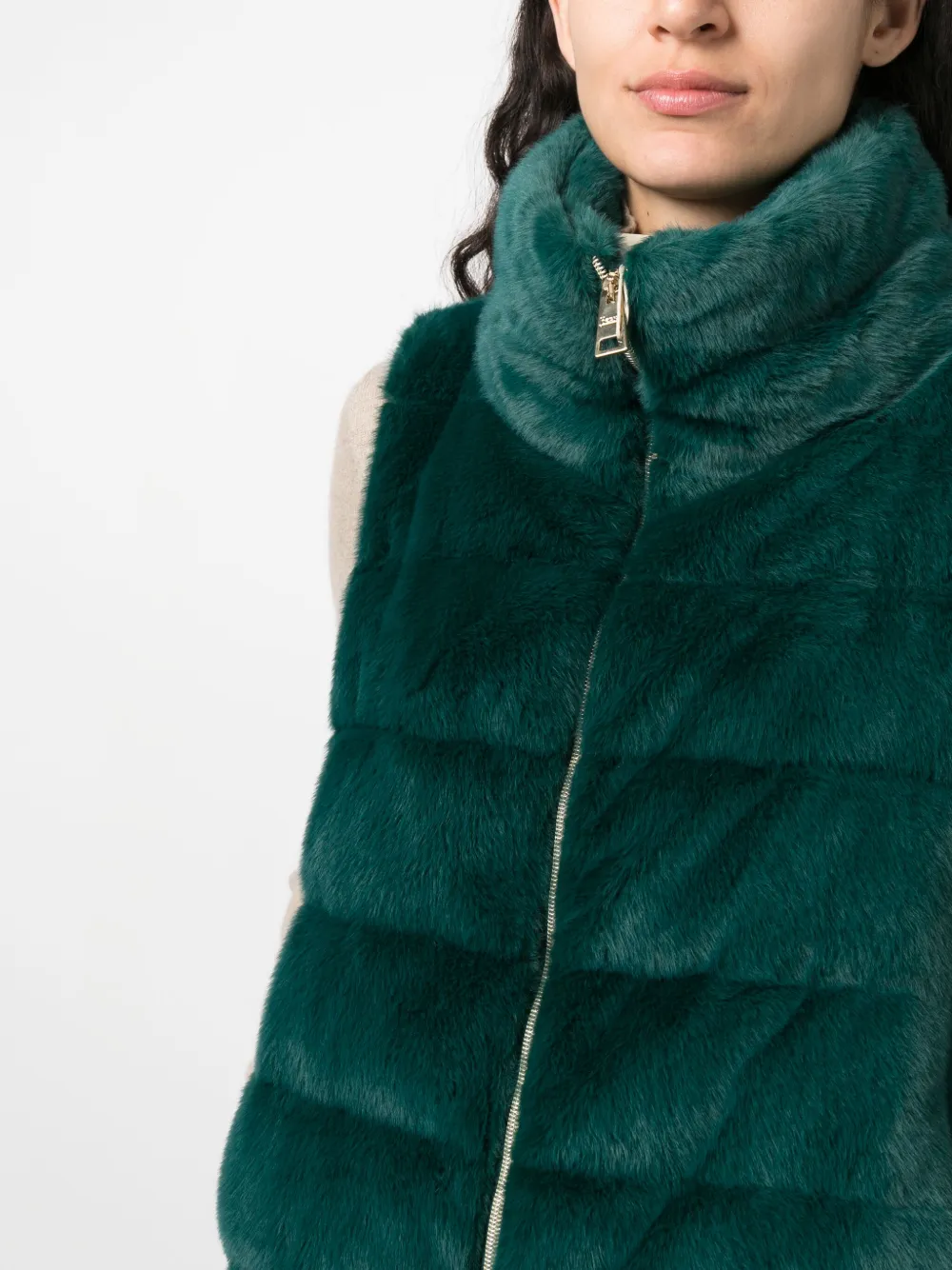 Herno Brushed-effect High-neck Gilet In Green