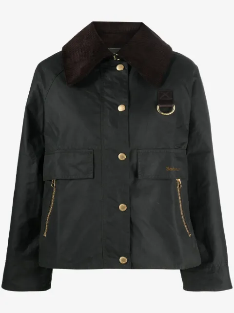 Barbour logo-embroidered oversized jacket