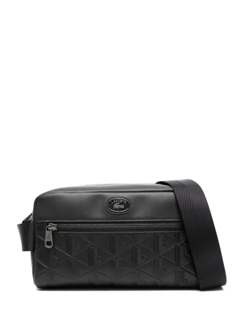 Lacoste monogram-debossed leather crossbody bag