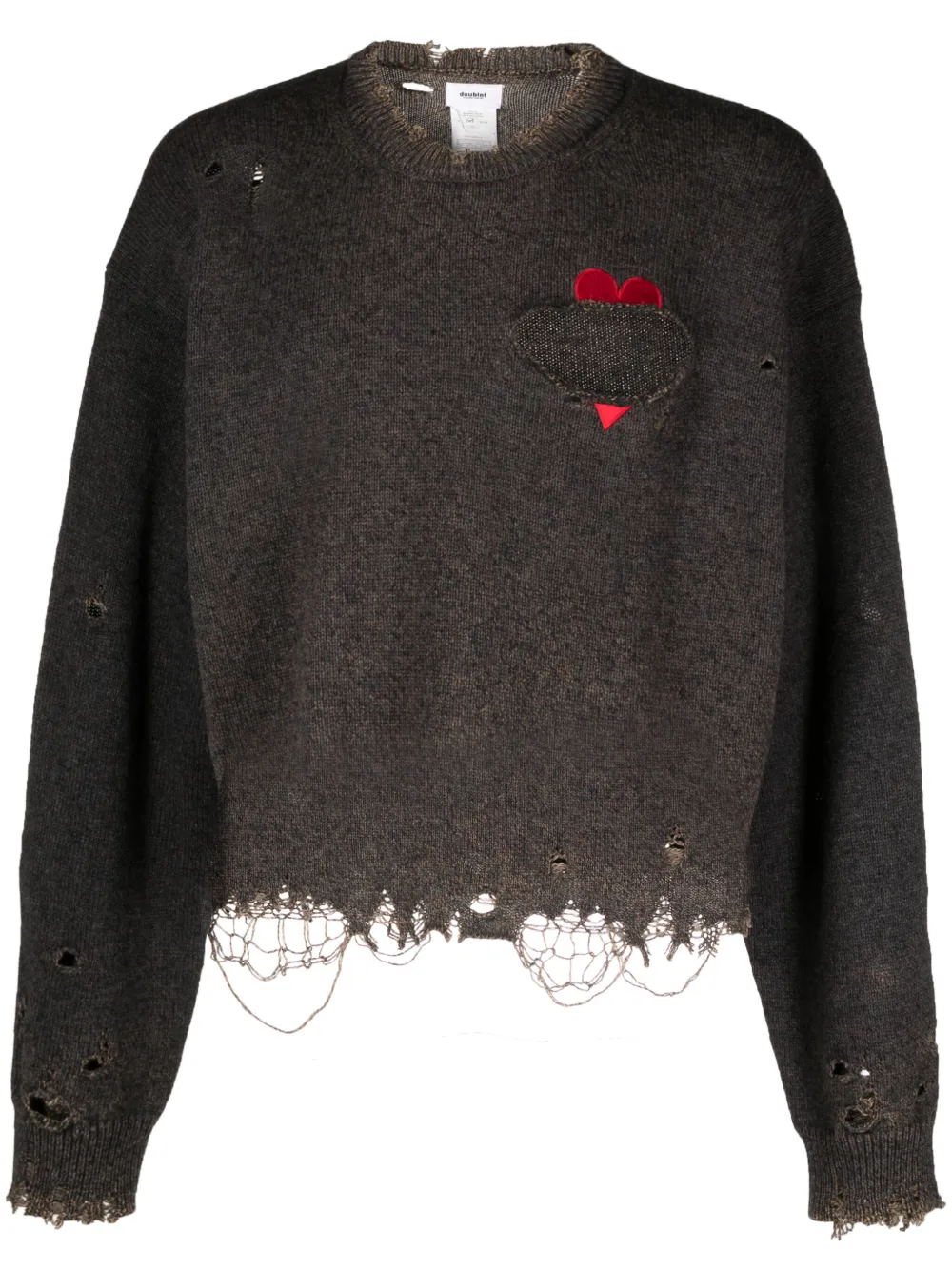 Doublet distressed-effect heart-patch Sweatshirt - Farfetch