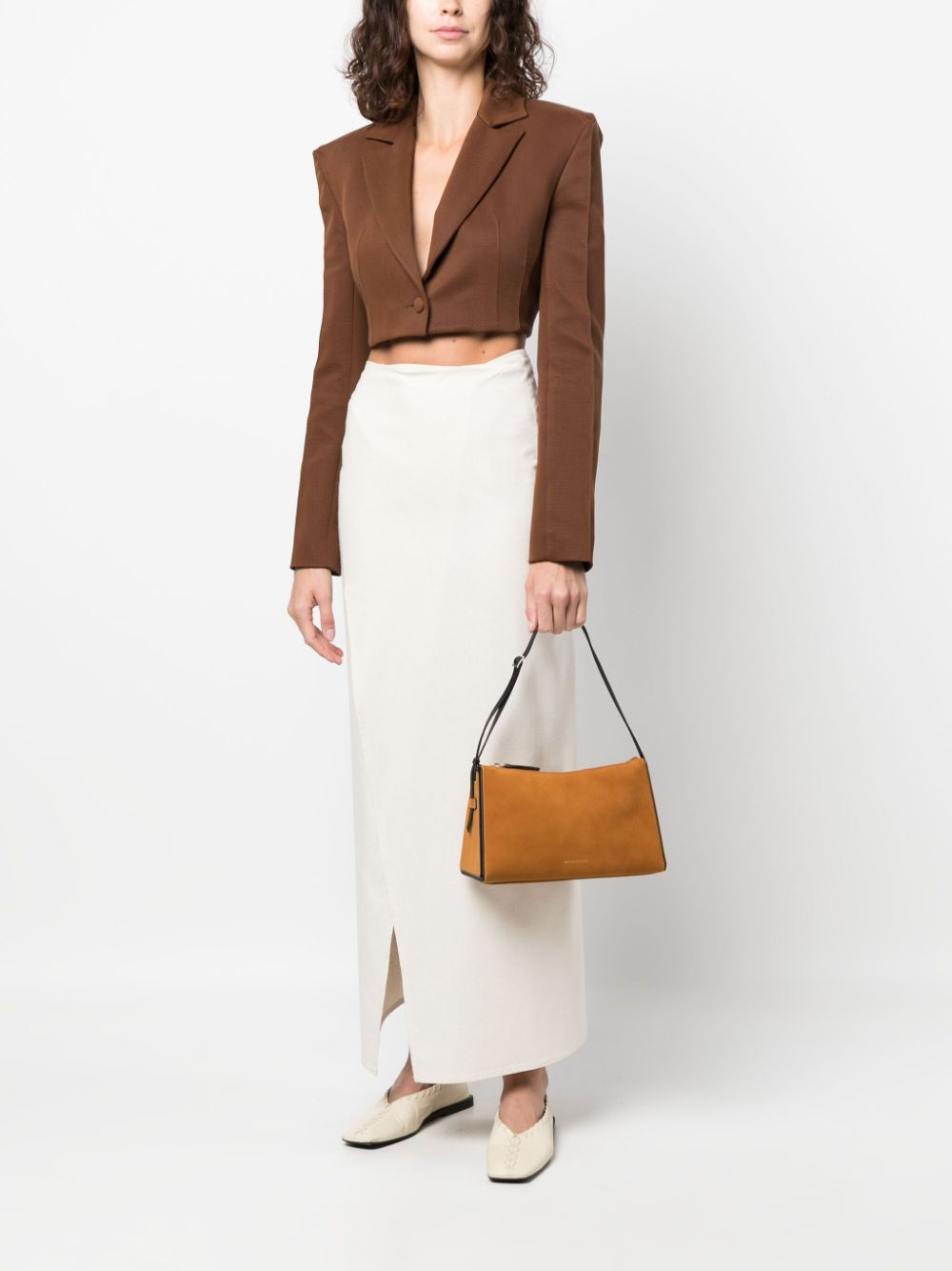 Manu Atelier Prism suede shoulder bag - Bruin