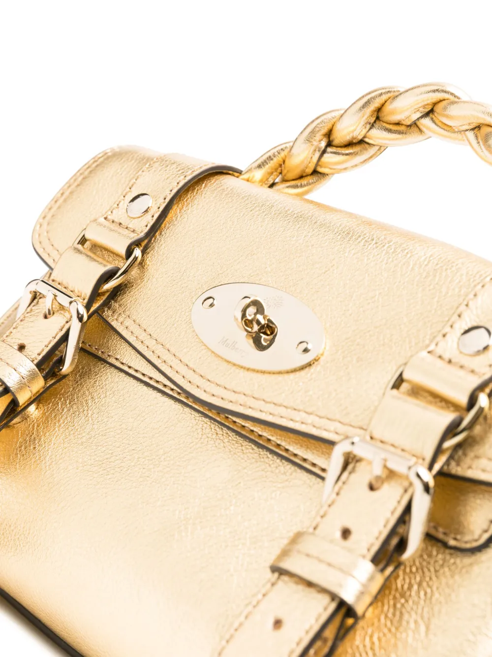 Shop Mulberry Mini Alexa Satchel Bag In Gold