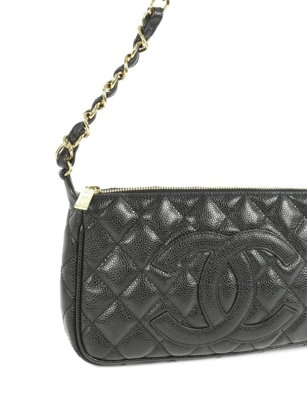 Chanel Timeless CC Chain Pochette Quilted Caviar