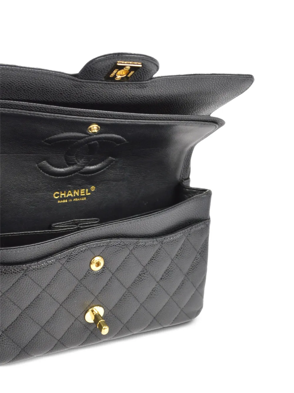 CHANEL Pre-Owned - 2009 medium Double Flap shoulder bag - women - Caviar Leather - One Size - Black 3