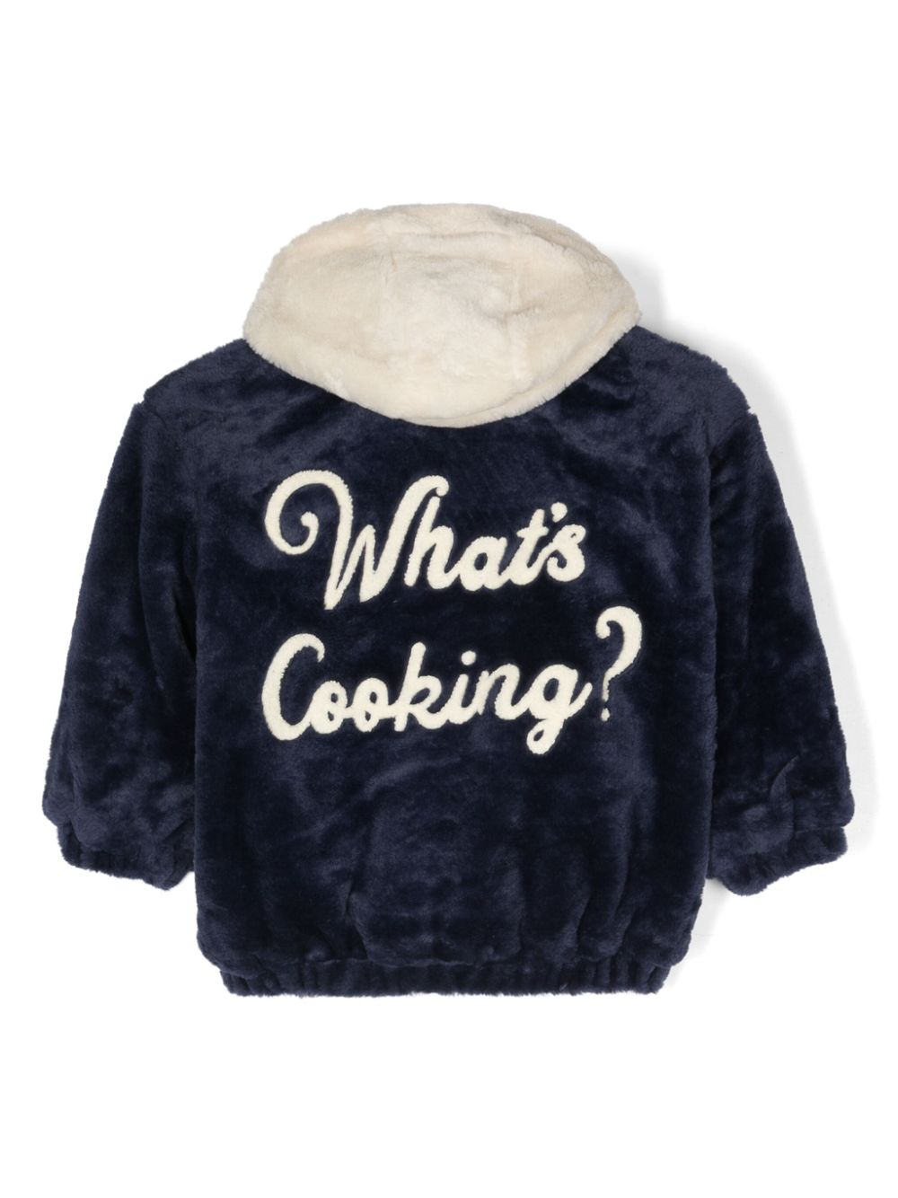 Mini Rodini slogan-motif faux-fur jacket - Blauw