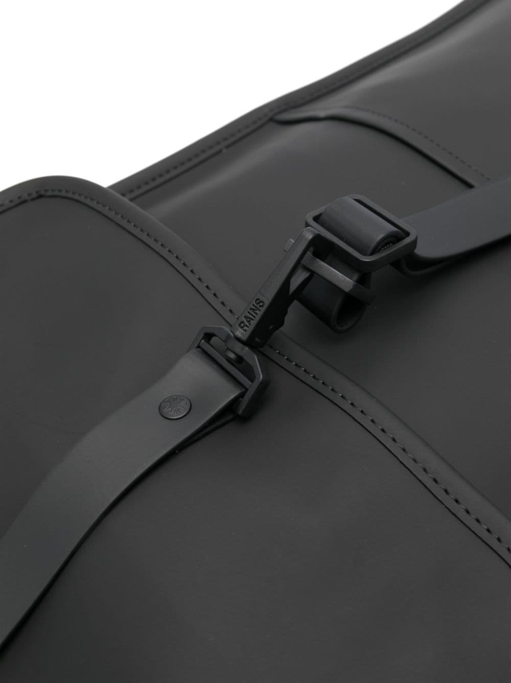 Shop Rains Logo-engraved Foldover-top Backpack In Black